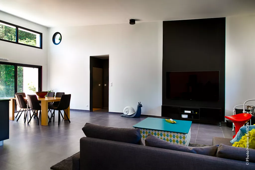 Maison contemporaine plain pied - Pièce de vie
